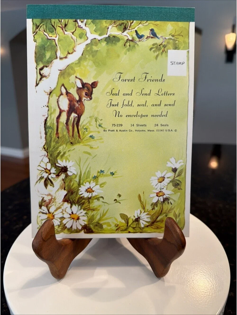 Vtg Pratt Austin Forest Friends Seal & Send Deer Stationary Pad